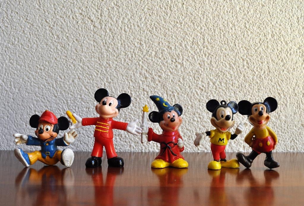 Vintage Disney Mickey Mouse Figuur Popje 6,5 / 5 cm, Ophalen of Verzenden, Mickey Mouse, Gebruikt, Beeldje of Figuurtje