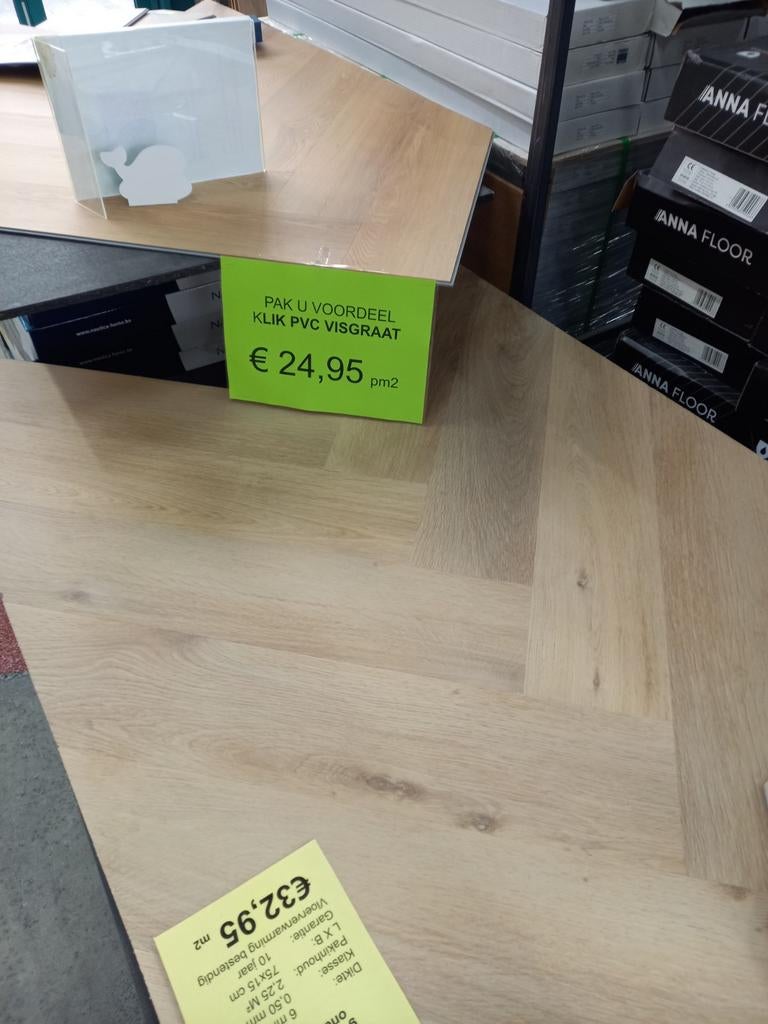 NAUTICA Visgraat Klik PVC Vloer met Ondervloer - Actie!, Ophalen, Kunststof, 50 tot 150 cm, Nieuw