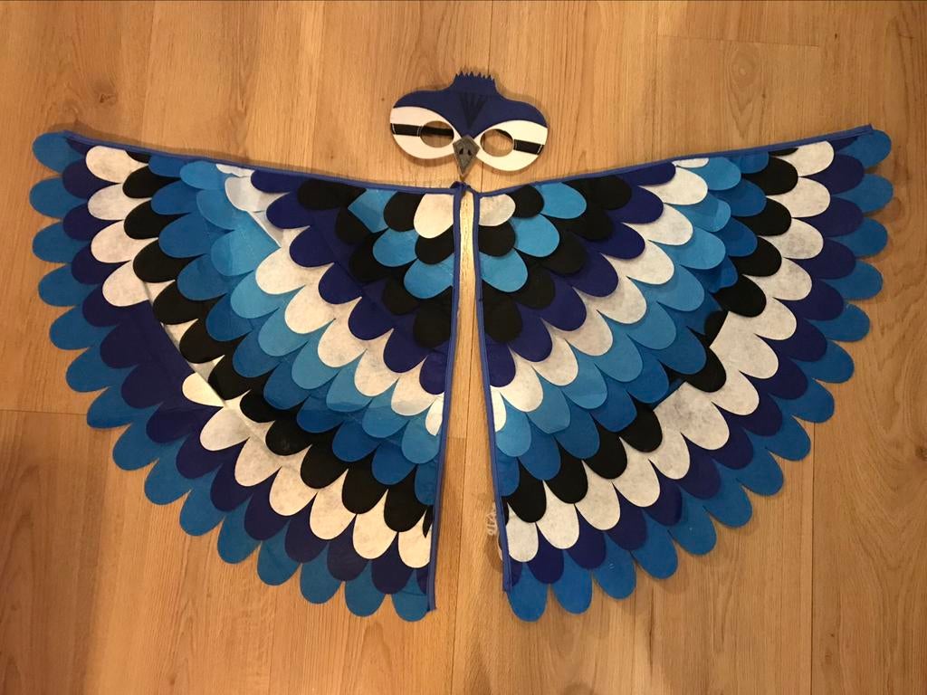 Handgemaakt Blauwe vogel vilt met masker, Ophalen of Verzenden, Nieuw, 110 t/m 116, Jongen of Meisje