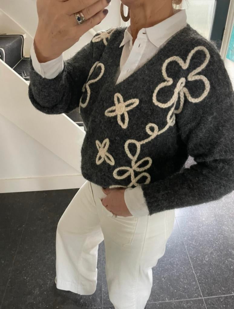 Moda Italia, heerlijke/aparte/leuke viscose trui, S/M, Kleding | Dames, Ophalen of Verzenden, Nieuw, Maat 38/40 (M), Grijs