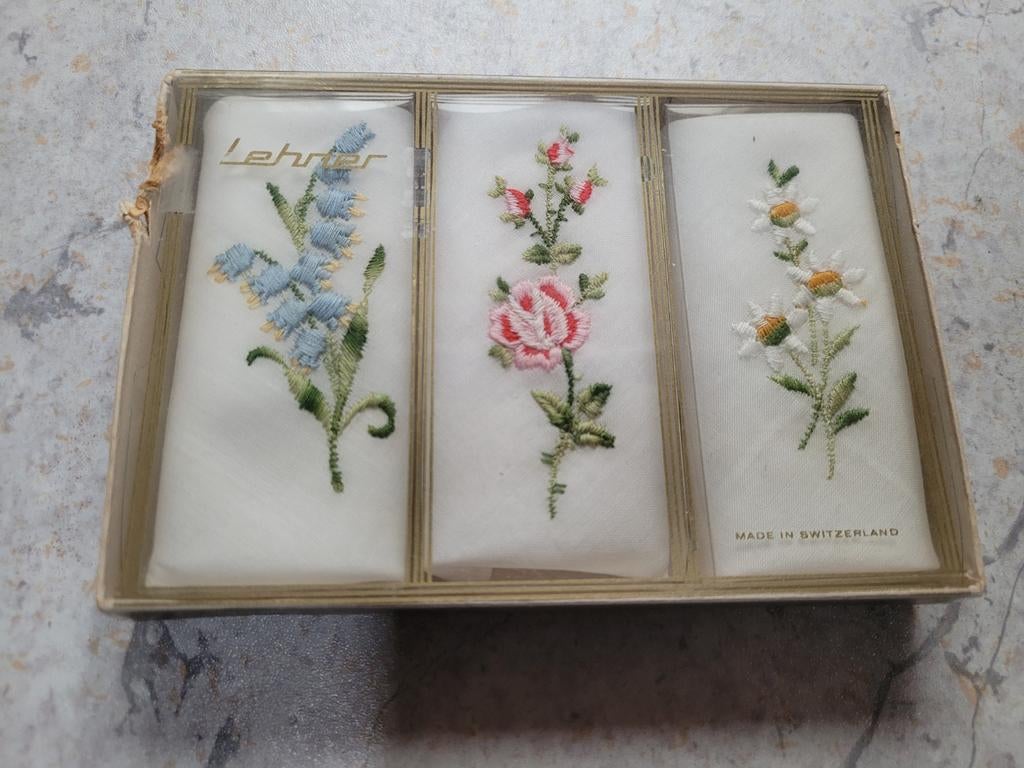 Vintage Lehner zakdoeken set uit Zwitserland nieuw, Ophalen of Verzenden