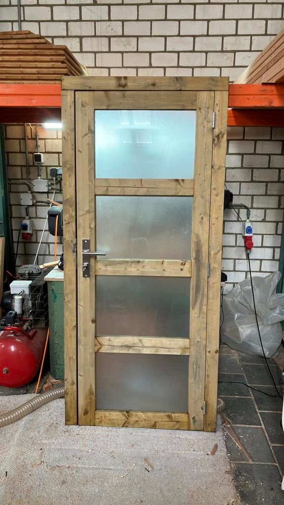 Geimpregneerde deur met melk glas en skg**, Ophalen, 120 cm of meer, Binnendeur, 200 tot 215 cm