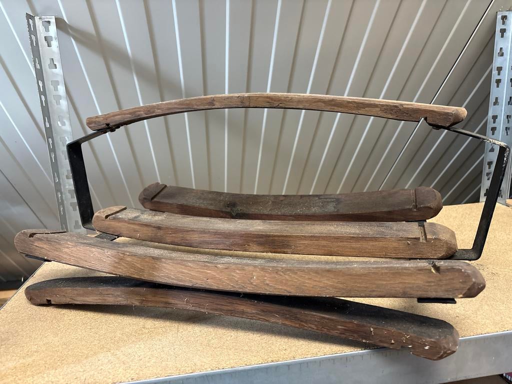 Vintage Houtmand met Metalen Frame, Huis en Inrichting, Woonaccessoires | Kisten, Gebruikt, Minder dan 50 cm, 50 tot 100 cm, Overige houtsoorten
