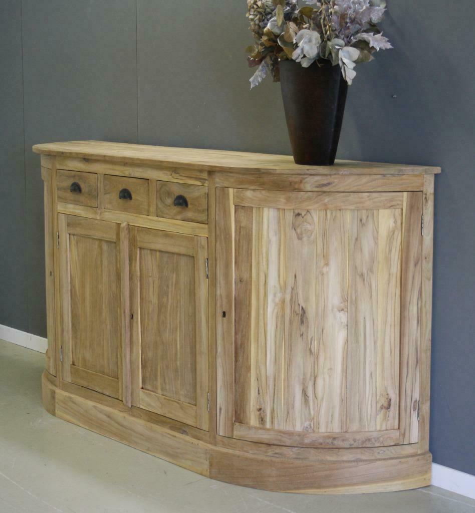 Teak dressoir met ronde hoeken; Indoteak, Ophalen, Met deur(en), 150 tot 200 cm, Teakhout