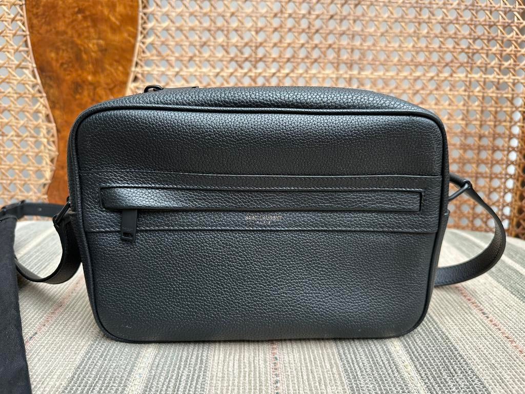 Nieuw Saint Laurent Camp Grained Leather Camera Bag Tas YSL, Ophalen of Verzenden, Nieuw, Zwart