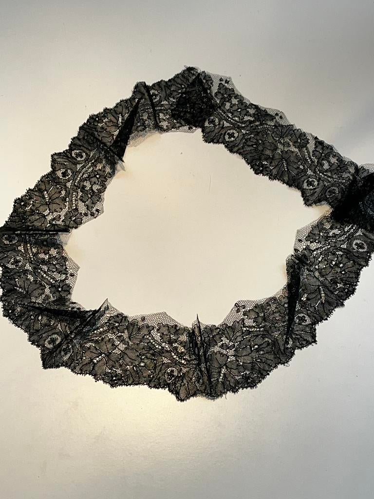 Antieke dentelle de CHANTILLY kant kraag kantwerk kloskant, Ophalen of Verzenden