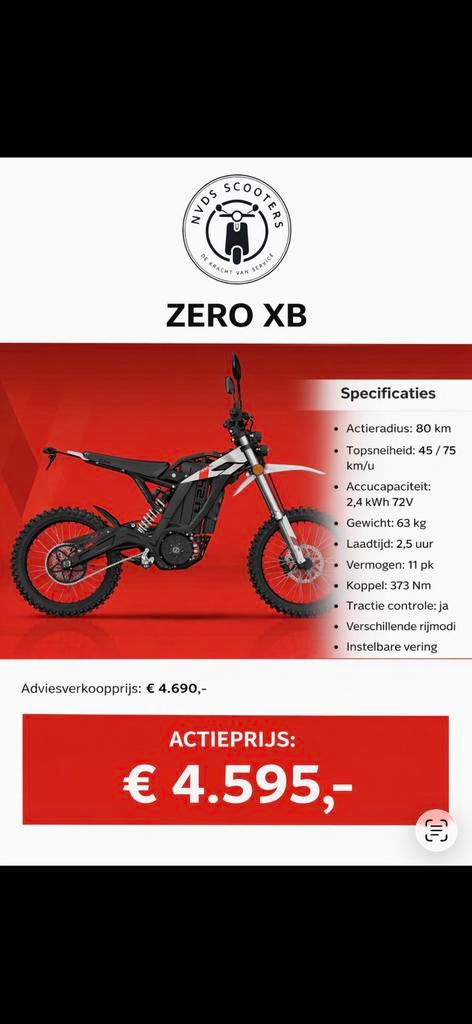 Zero XB | Elektrische cross | Brommer | ( Talaria / Surron ), 0 cc, Ophalen, Overige merken, 0 versnellingen