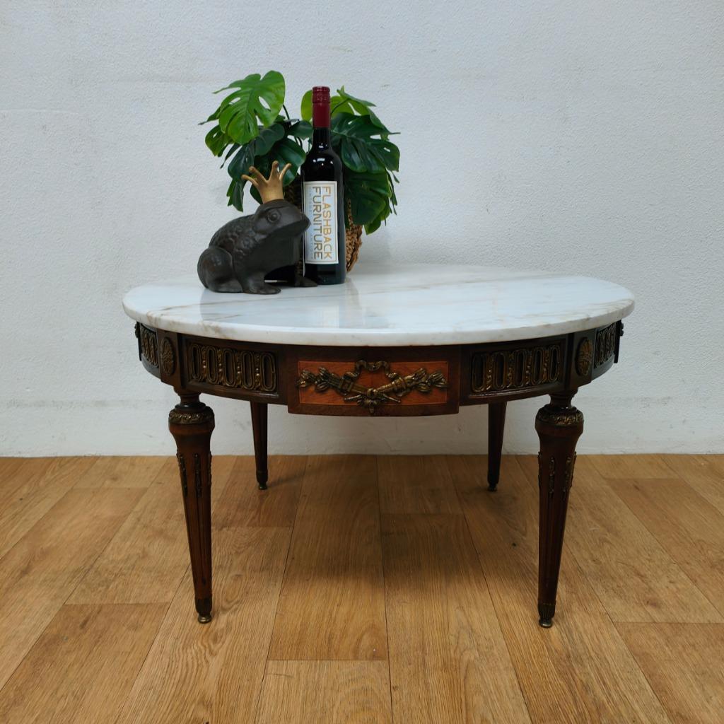 Vintage Regency salontafel, koffietafel met marmer blad 505, Valkenswaard, Gebruikt, 100 tot 150 cm, Info@flashbackfurniture.nl