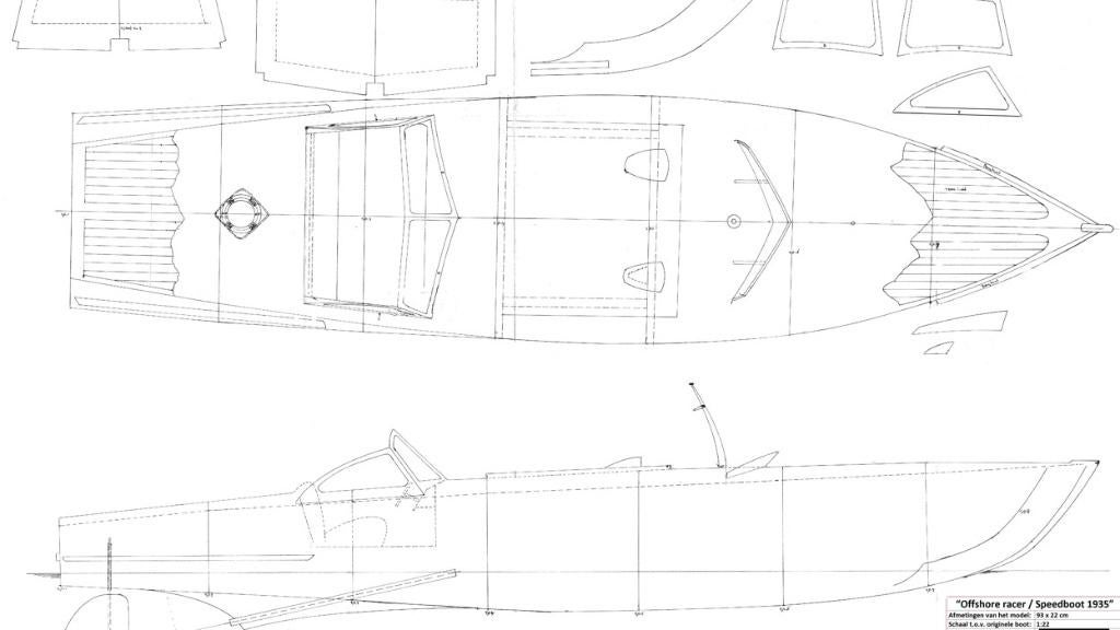 Bouwtekening van een offshore racer / speedboot, Hobby en Vrije tijd, Ophalen of Verzenden, Nieuw