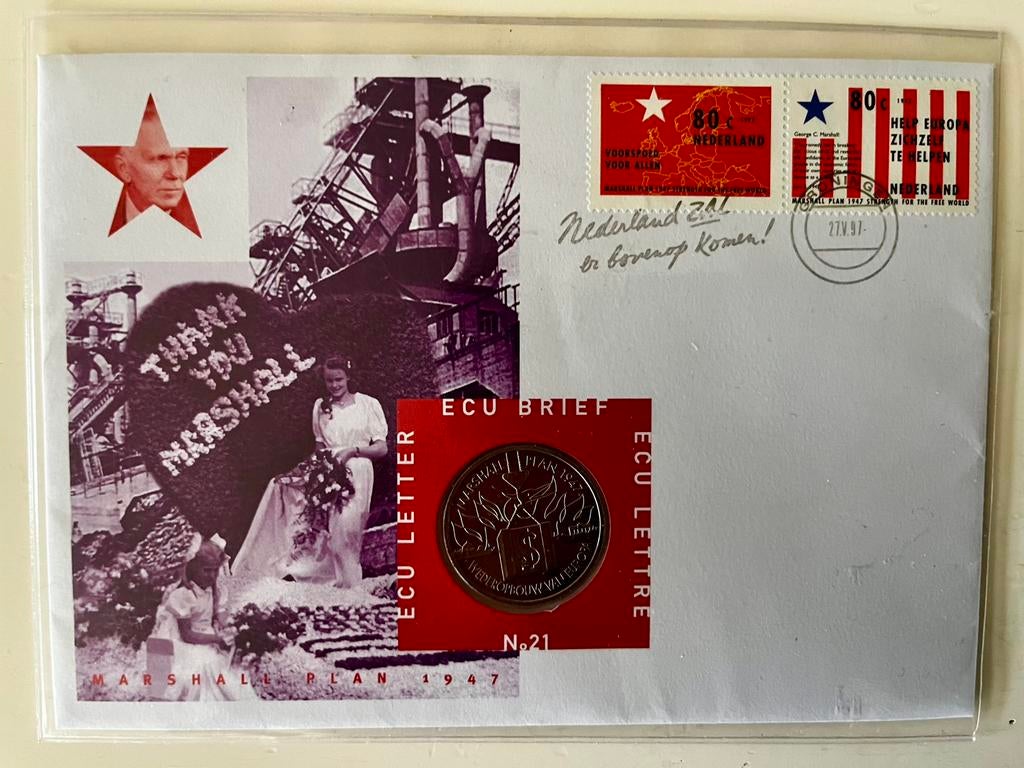 Ecu brief Marshall Plan 1947, Postzegels en Munten, Ophalen of Verzenden, Overige landen