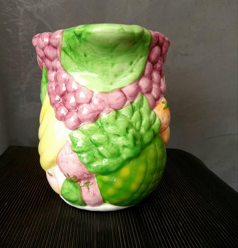 Vintage nieuwe ruime Majolica kan fruitmotief banaanhandvat, Ophalen of Verzenden