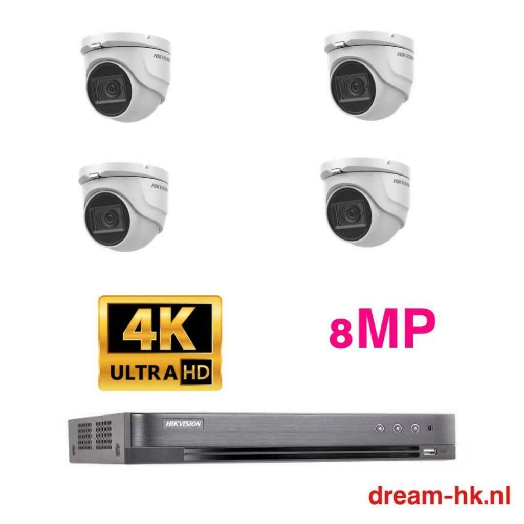 8MP Hikvision HDTVI camerasysteem/8MP 4CH DVR+4x 8MP camera, Ophalen of Verzenden, Nieuw, Buitencamera