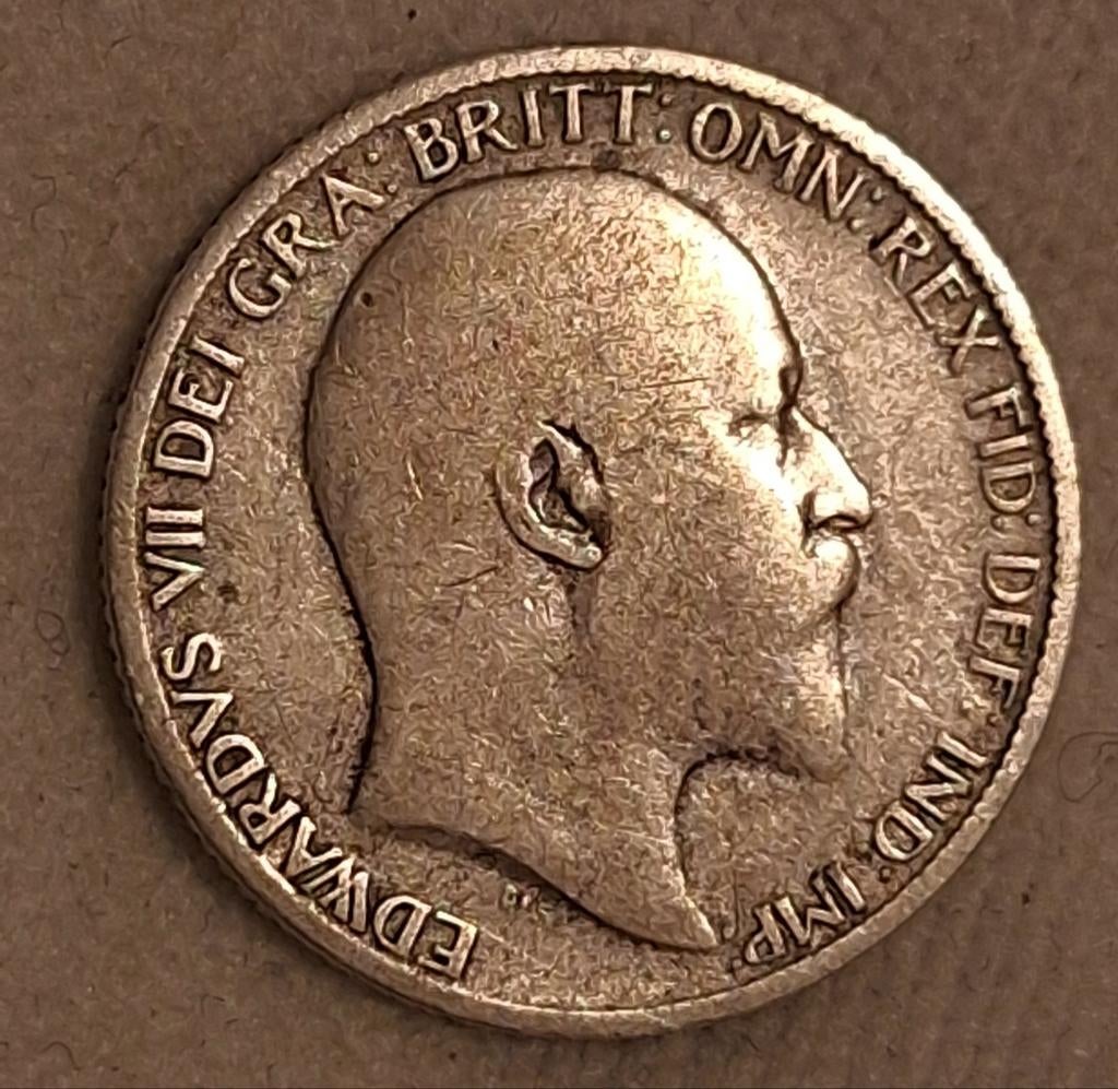 Zilveren Six Pence 1908 - Edward VII, Postzegels en Munten, Verzenden, Losse munt, Zilver