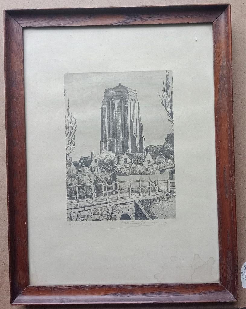 Marius Janssen Ets Kerk Zierikzee, Antiek en Kunst, Ophalen of Verzenden