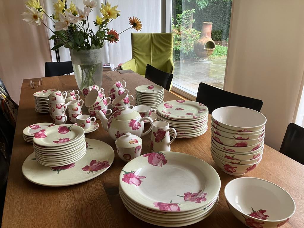 Gien servies met roos, Ophalen, Zo goed als nieuw, Overige stijlen, Aardewerk