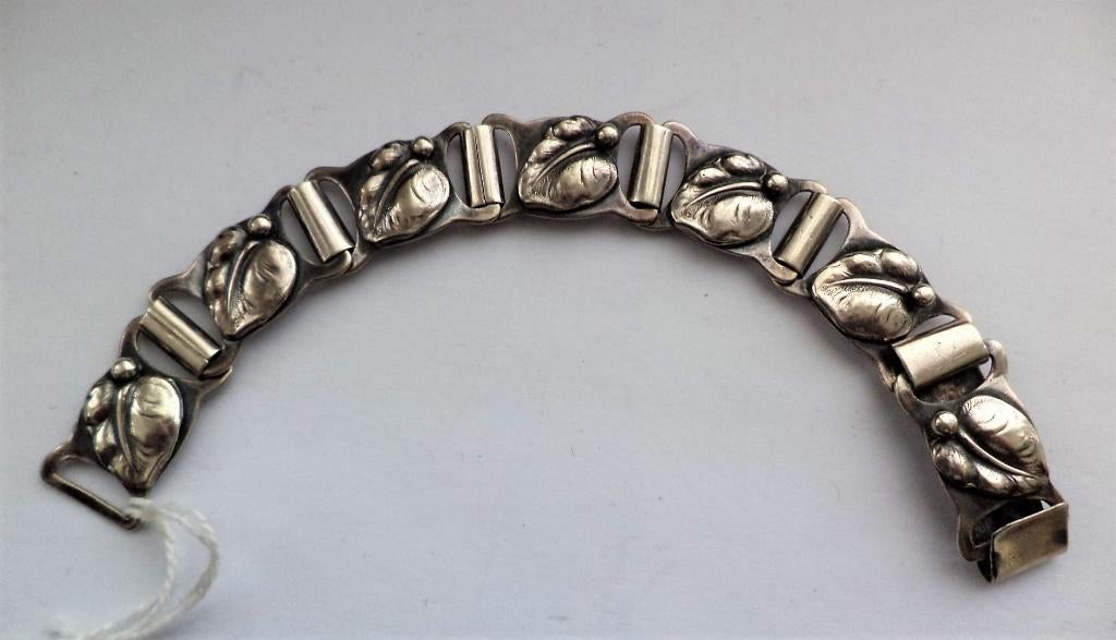 Vintage Deense schakelarmband van Hans Julius Larsen (526), Ophalen, Zo goed als nieuw, Zilver, Zilver