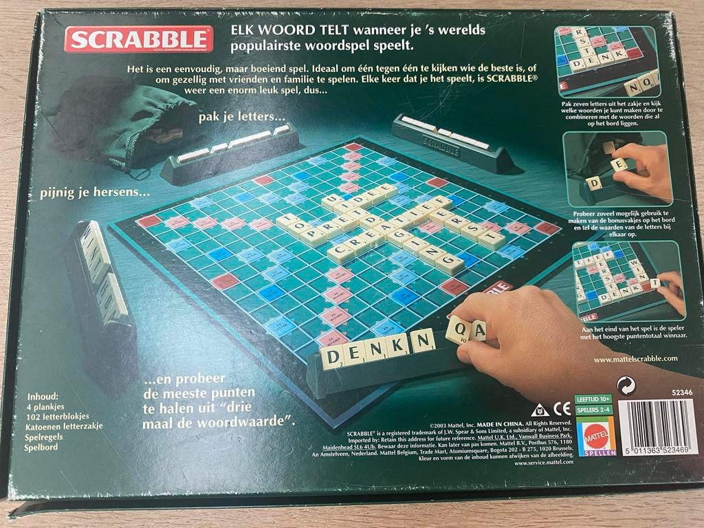 Scrabble, Een of twee spelers, Ophalen of Verzenden, Zo goed als nieuw