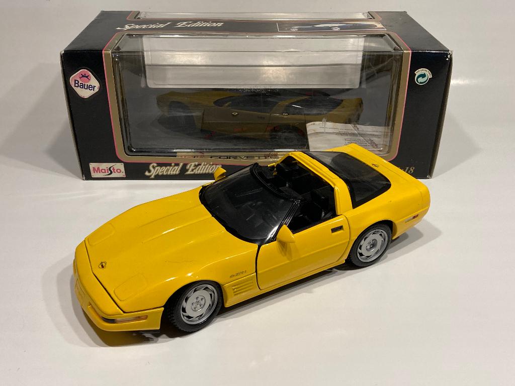 Maisto Corvette 1992 ZR-1 - geel - 1:18, Verzenden, Zo goed als nieuw, Maisto