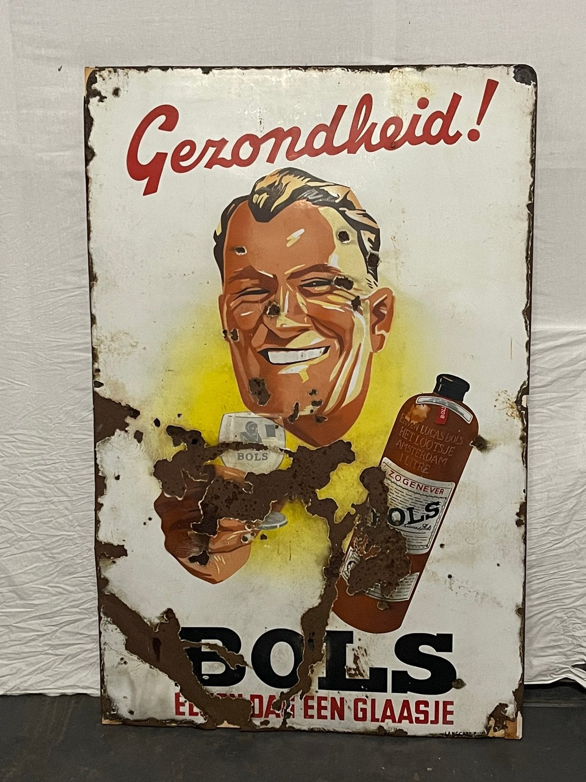 Oud Emaille Bols Bord Mega Groot !!, Ophalen, Gebruikt