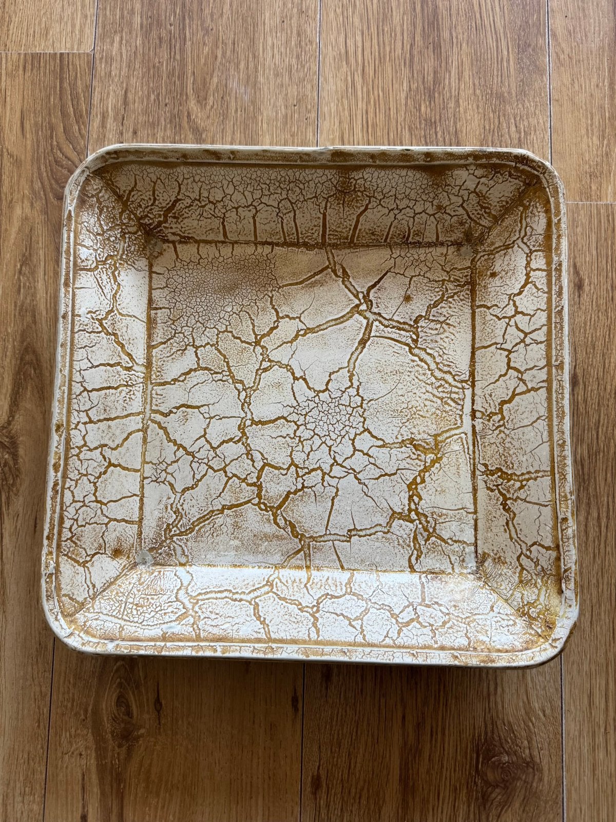 Schaal vierkant creme/goud, Ophalen of Verzenden, Zo goed als nieuw, Rond, Overige materialen