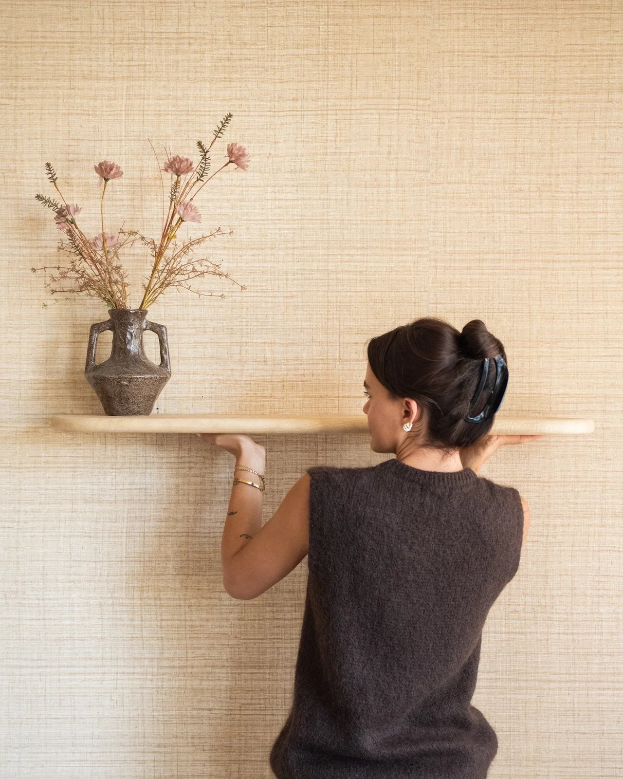 By Boo Tre wandplank naturel – 100 cm, Huis en Inrichting, Woonaccessoires | Wandplanken en Boekenplanken, Zo goed als nieuw, Ophalen