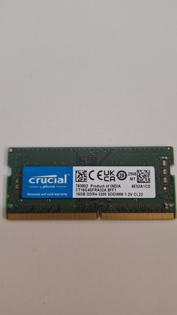 Crucial 16GB DDR4 SODIMM 3200MHz, Computers en Software, RAM geheugen, DDR4, Ophalen of Verzenden, Zo goed als nieuw, Laptop