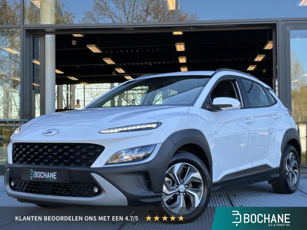 Hyundai Kona 1.6 GDI HEV Comfort Smart Automaat 105PK | Navi, Auto's, Stof, Euro 6, 2 kWh, Wit