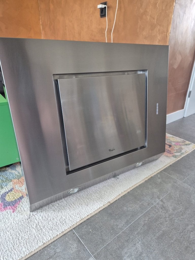 Whirlpool AKR 808 IX RVS wandafzuigkap te koop., Ophalen, Gebruikt, Wandschouwkap, Motor