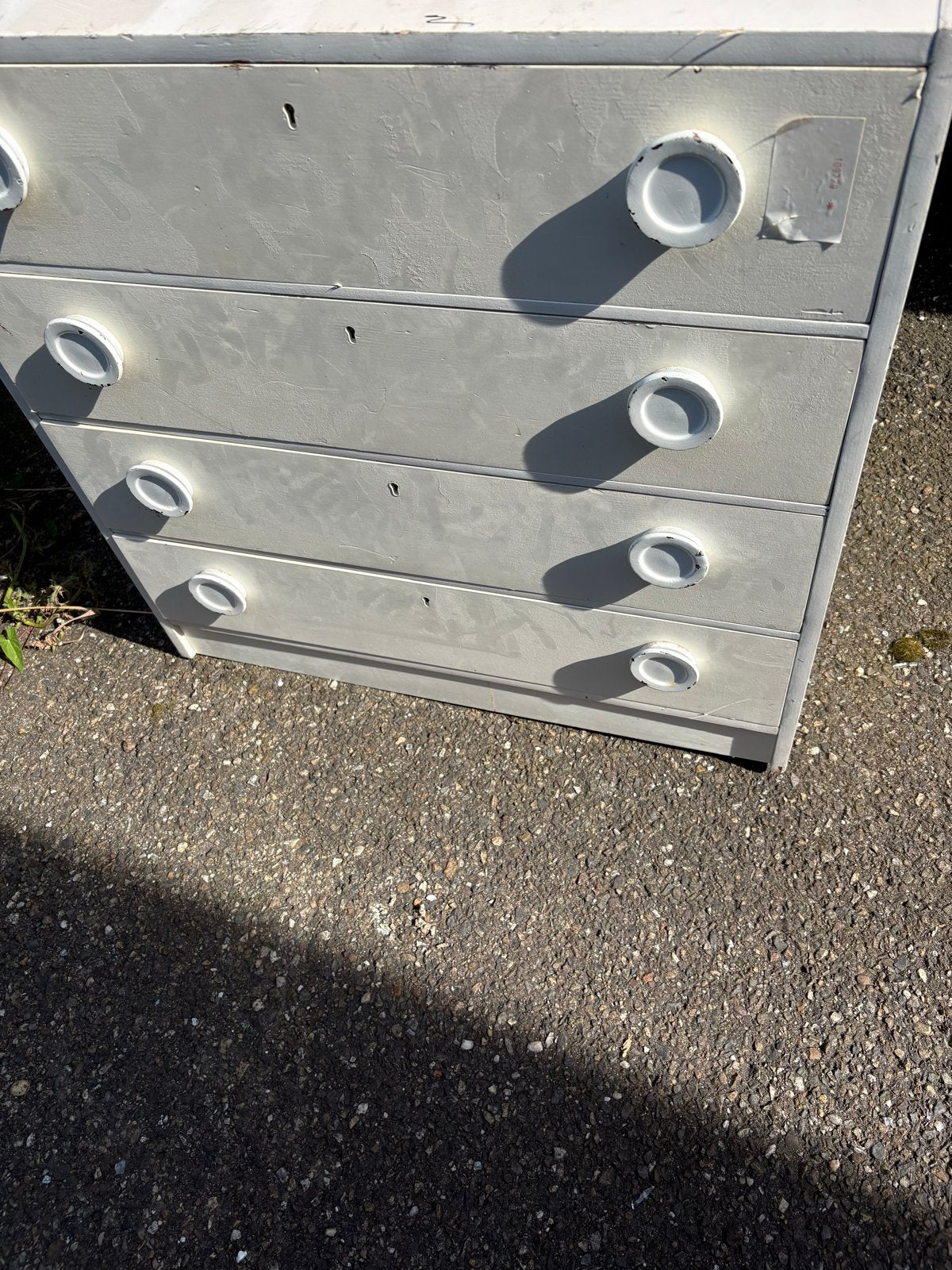 Witte ladekast met 4 laden - Gebruikt, Huis en Inrichting, Kasten | Ladekasten, Ophalen, Gebruikt, 100 tot 150 cm, 50 tot 100 cm