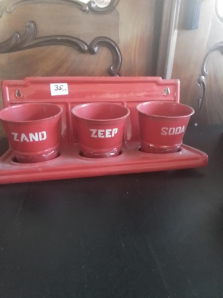 Vintage Emaille Zand Zeep Soda Set Rood, Antiek en Kunst, Ophalen of Verzenden
