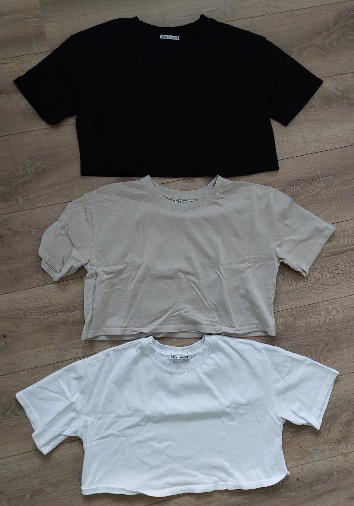 3x Zara crop top, Ophalen, Zo goed als nieuw, Zwart, Korte mouw
