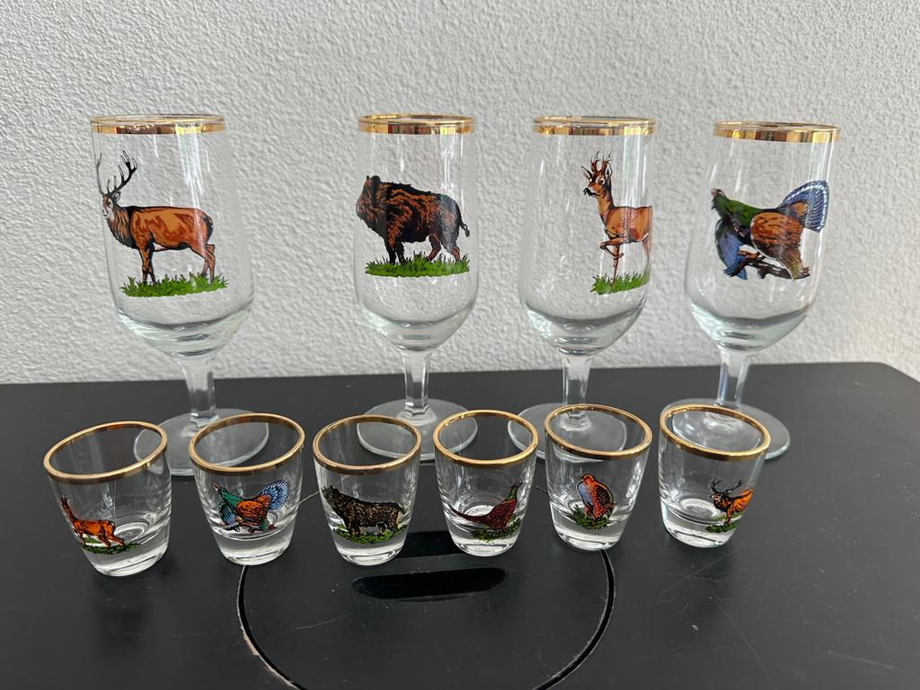 Jachtglazen set: 4 champagneglazen, 6 borrelglaasjes, Glas of Glazen, Ophalen of Verzenden, Overige stijlen, Glas