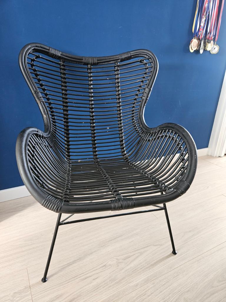 Loungestoel oor zwart rotan, Ophalen, Rotan