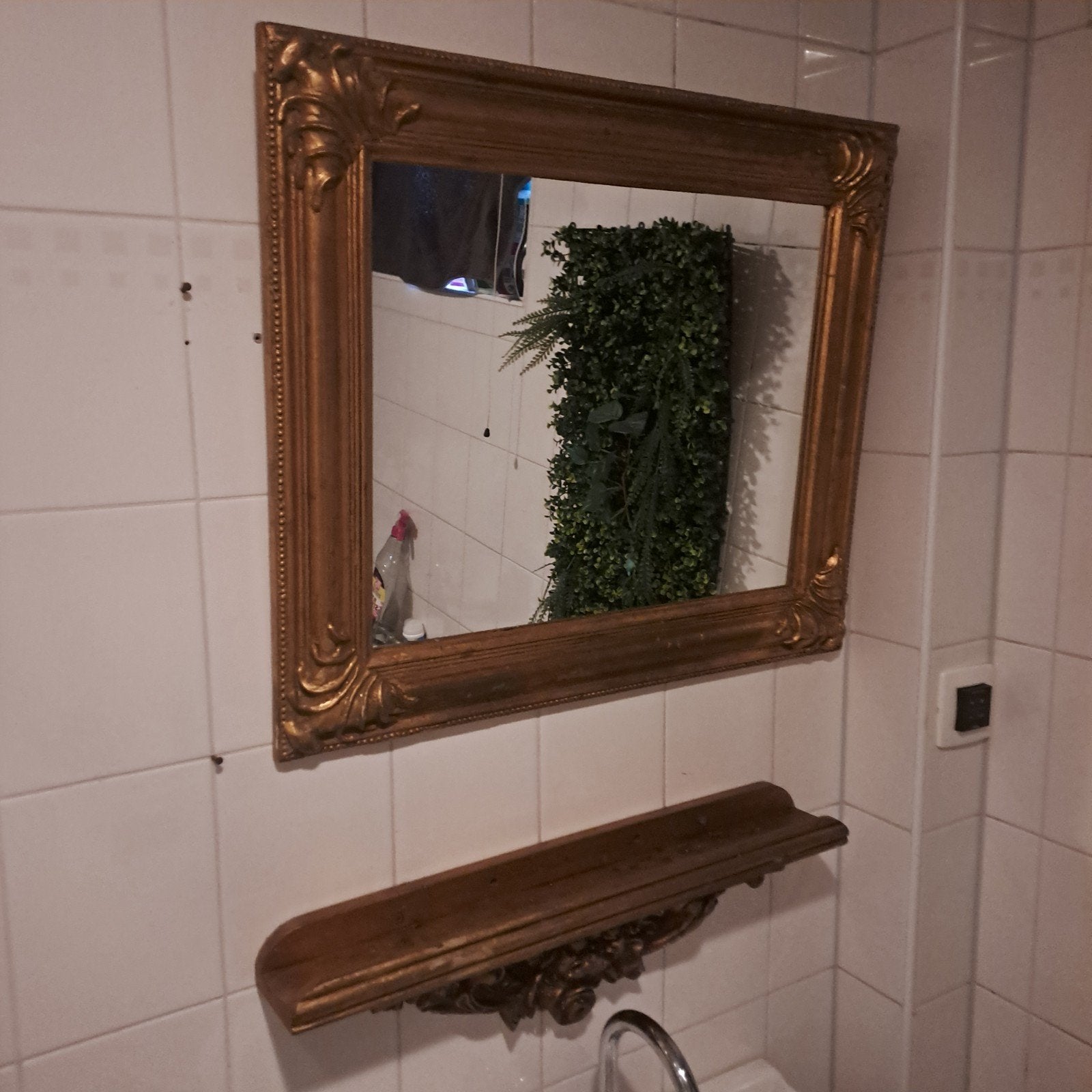 leuke set voor de badkamer...of ergens anders, Ophalen, Gebruikt, Goud, Spiegel/spiegelkast