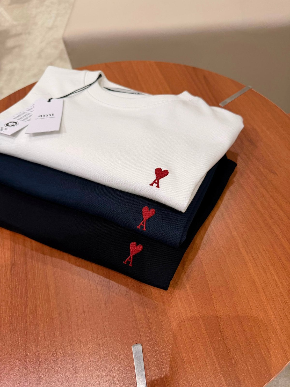 AMI shirt polo tshirt zwart wit donkerblauw, Ophalen of Verzenden, Zo goed als nieuw, Zwart
