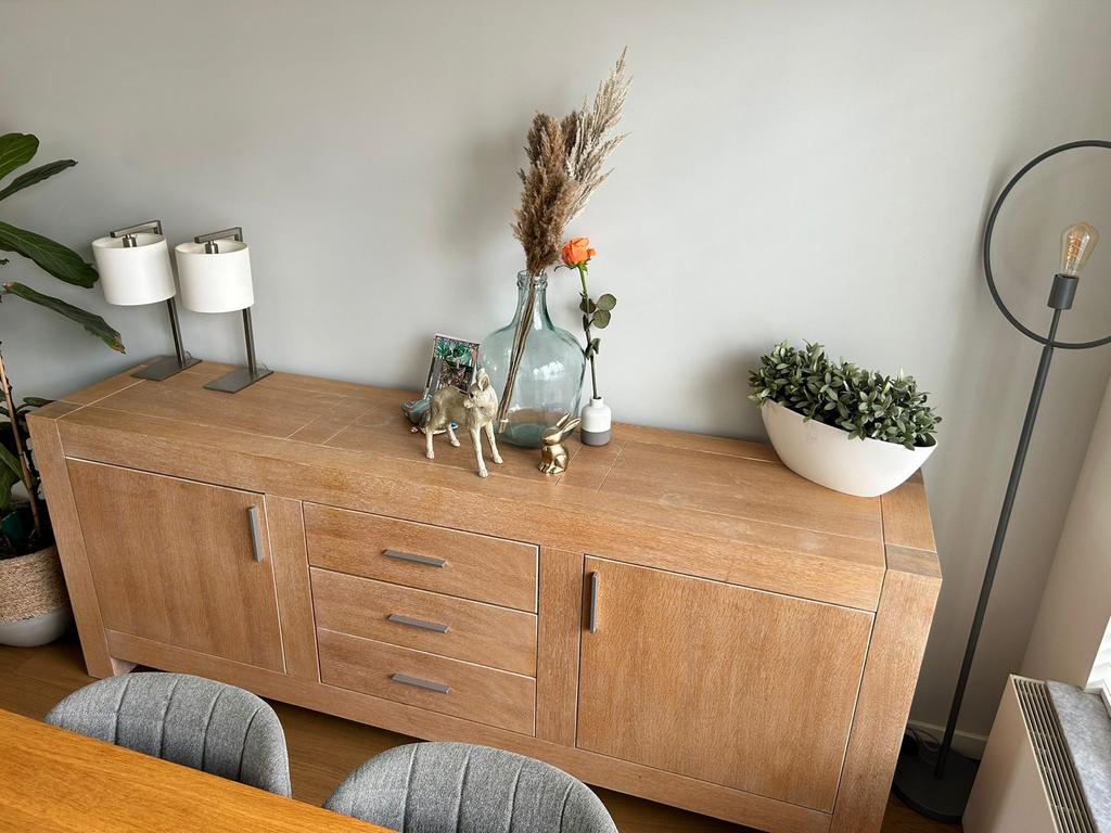Eiken dressoir met lades en deuren, 150 tot 200 cm, Eikenhout, Ophalen of Verzenden, Zo goed als nieuw