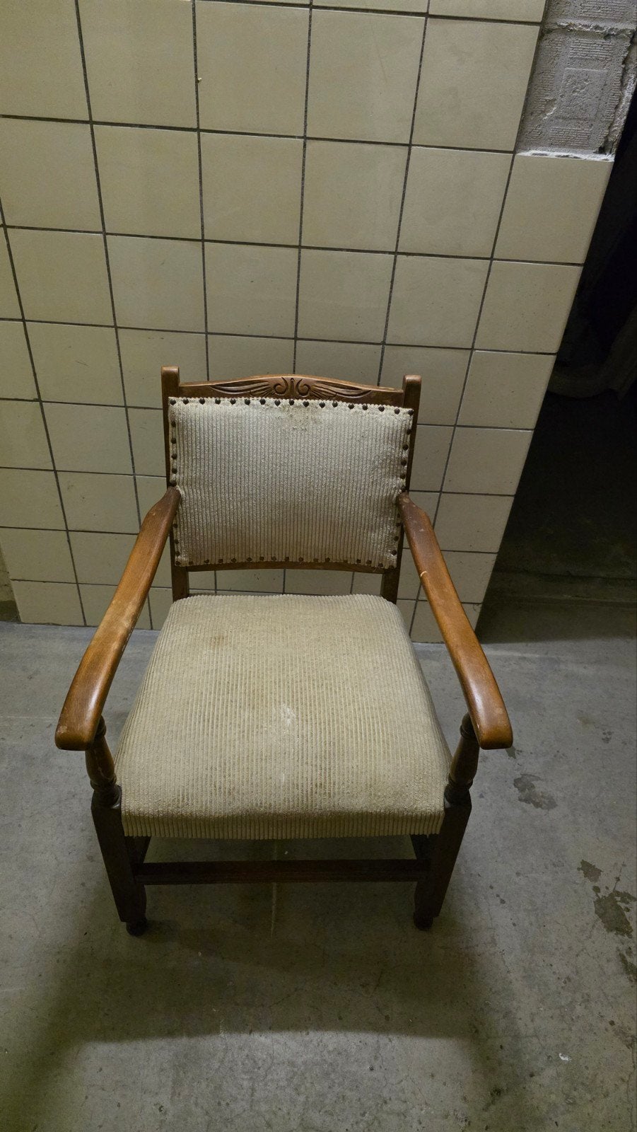 Vintage stoel met armleuningen, Antiek en Kunst, Ophalen of Verzenden