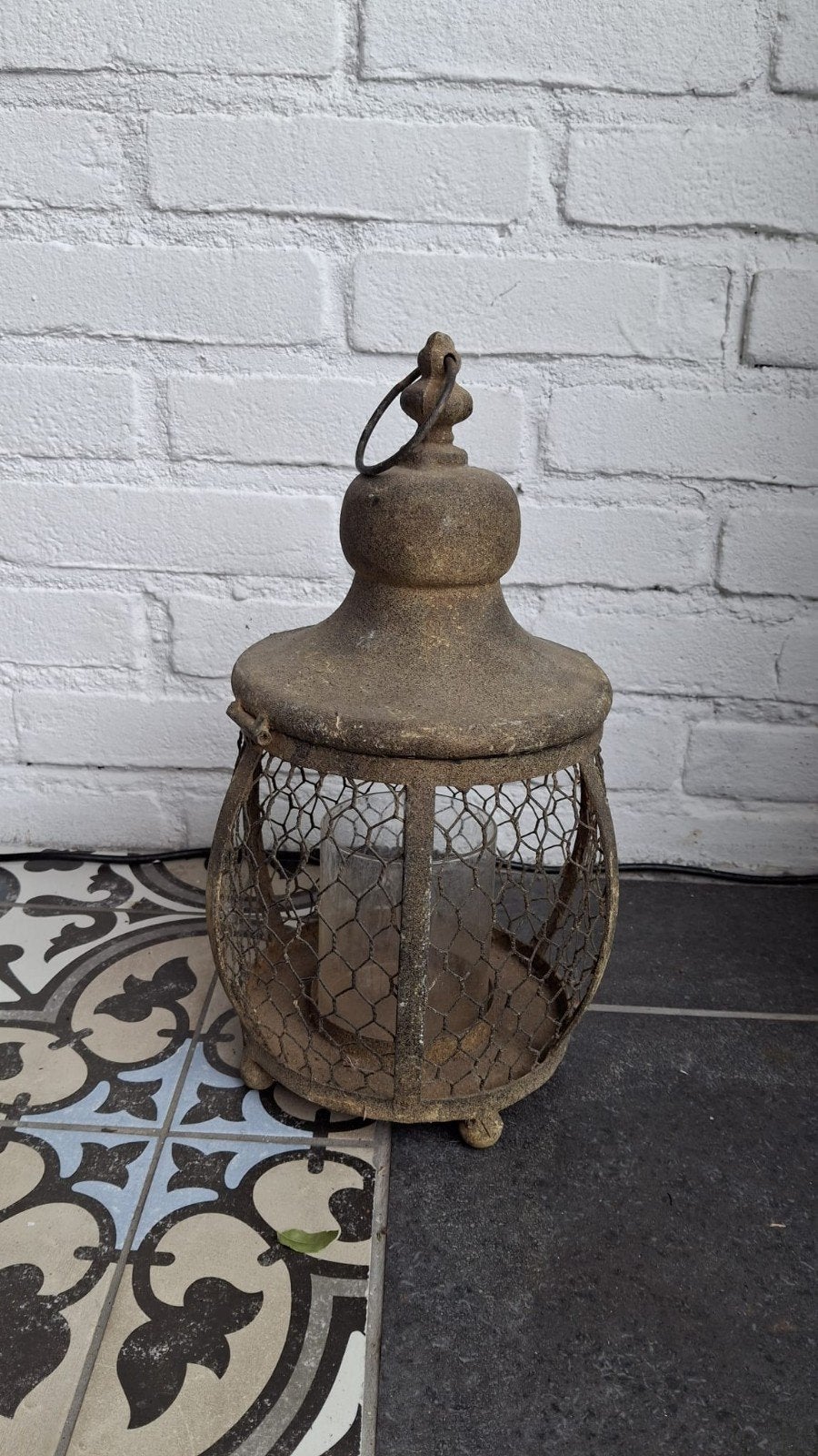 Decoratieve lantaarn van metaal, Huis en Inrichting, Woonaccessoires | Overige, Gebruikt, Metaal, Bruin, Landelijk, Ophalen