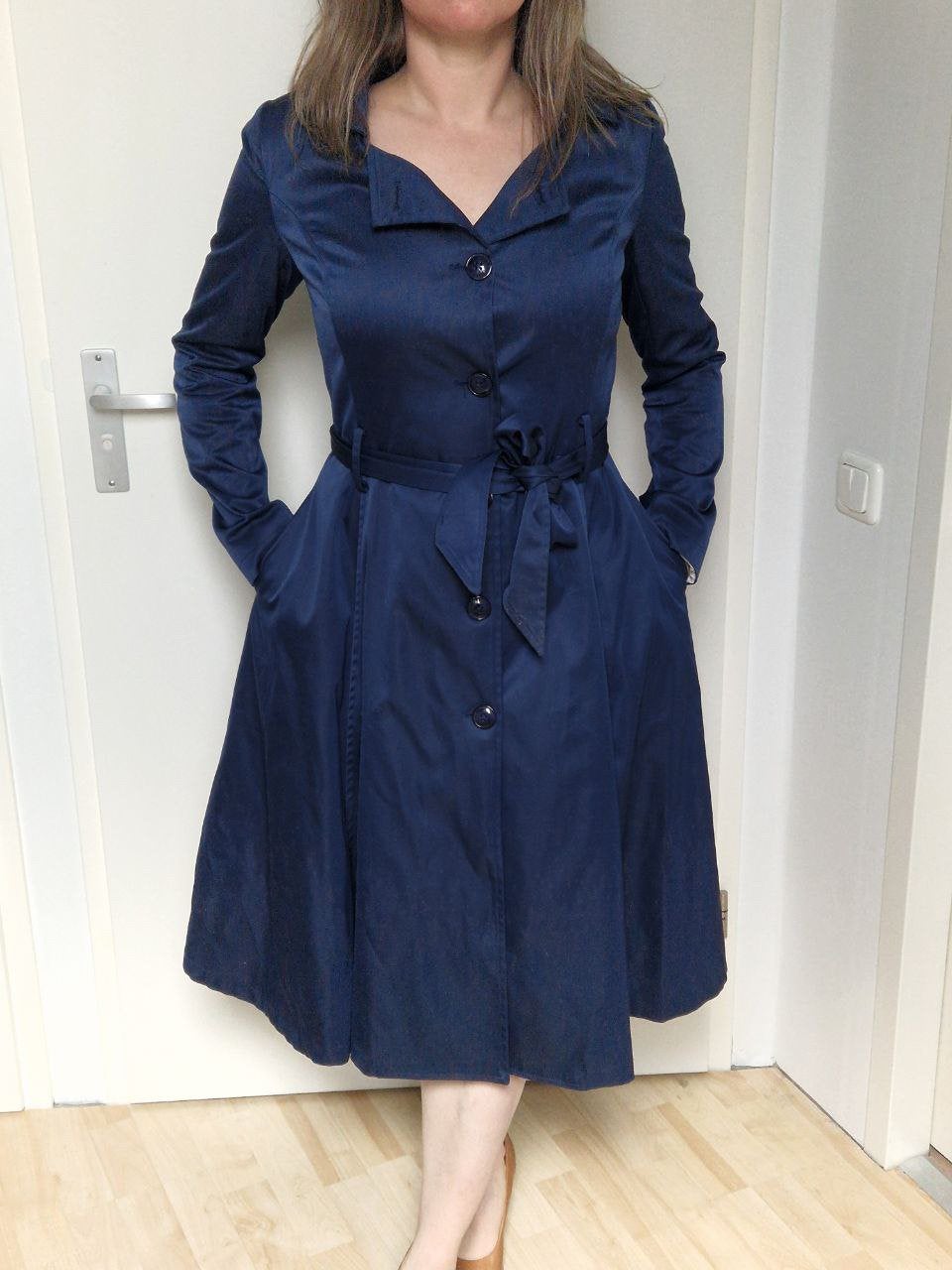 Collectif Vintage swing coat, Kleding | Dames, Ophalen of Verzenden, Zo goed als nieuw, Maat 36 (S), Blauw
