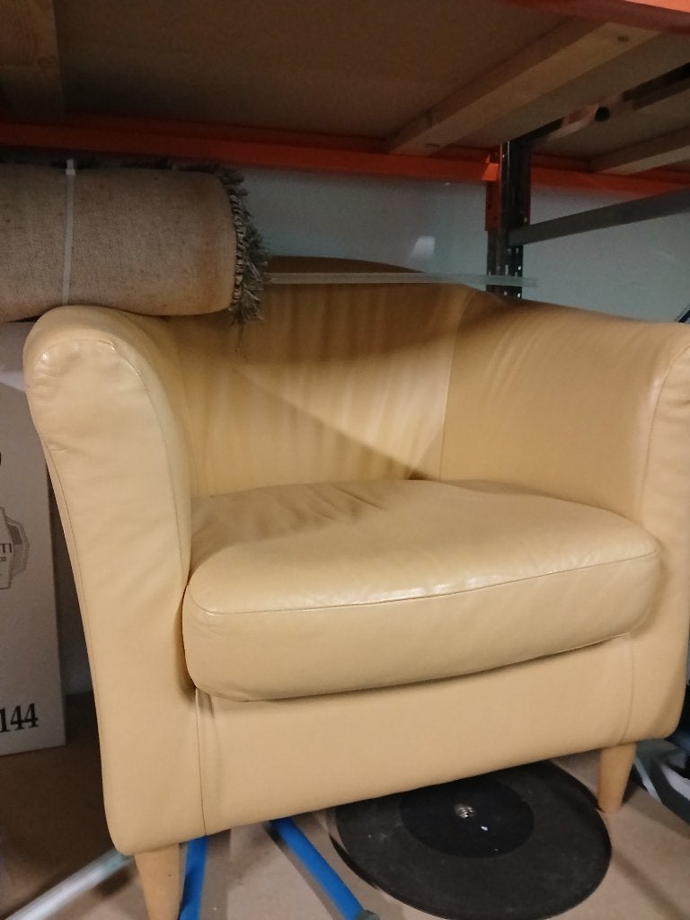 Fauteuil, Huis en Inrichting, Fauteuils, Ophalen, Gebruikt, 50 tot 75 cm, Leer