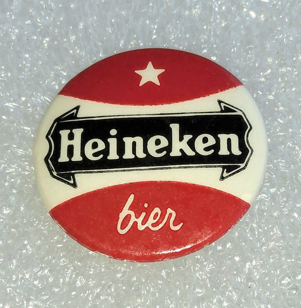 Vintage Heineken Bier Button - Verzamelaarsitem, Ophalen of Verzenden, Gebruikt, Overige onderwerpen, Button