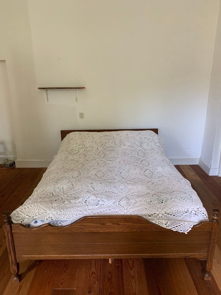 Houten bedframe + lattenbodem + matras 156x182x70cm, Huis en Inrichting, Slaapkamer | Matrassen en Bedbodems, Ophalen, Gebruikt