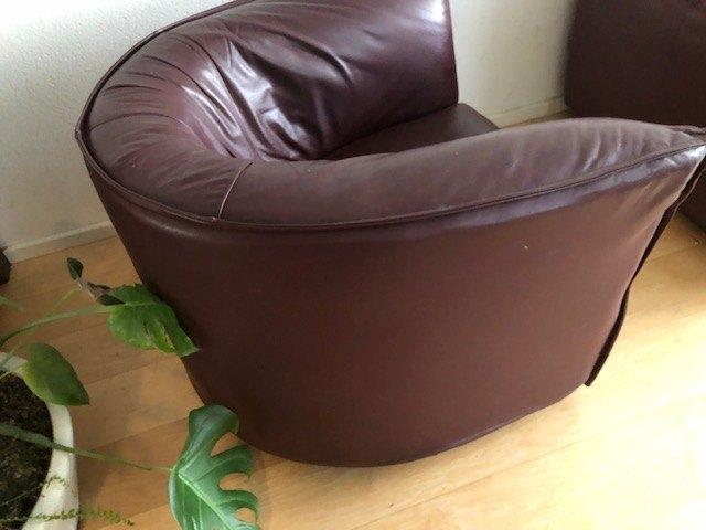 mooie zacht lederen vintage fauteuil, Huis en Inrichting, Stoelen, Ophalen, Overige kleuren, Leer, Zo goed als nieuw
