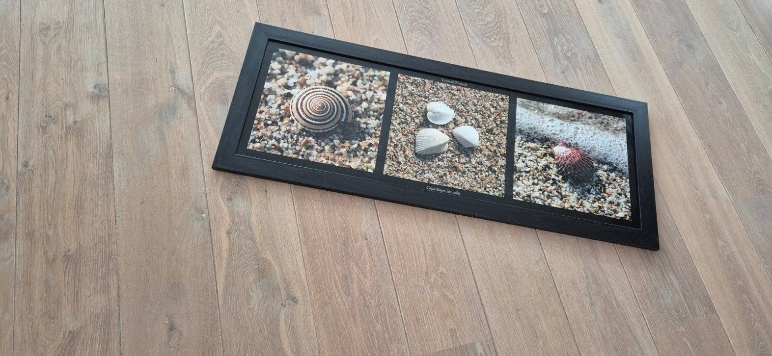 Schilderij strand met schelpen 40x102 cm, Tuin en Terras, Ophalen of Verzenden