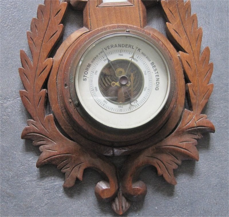 Antieke houten barometer, Audio, Tv en Foto, Weerstations en Barometers, Ophalen of Verzenden, Gebruikt, Barometer
