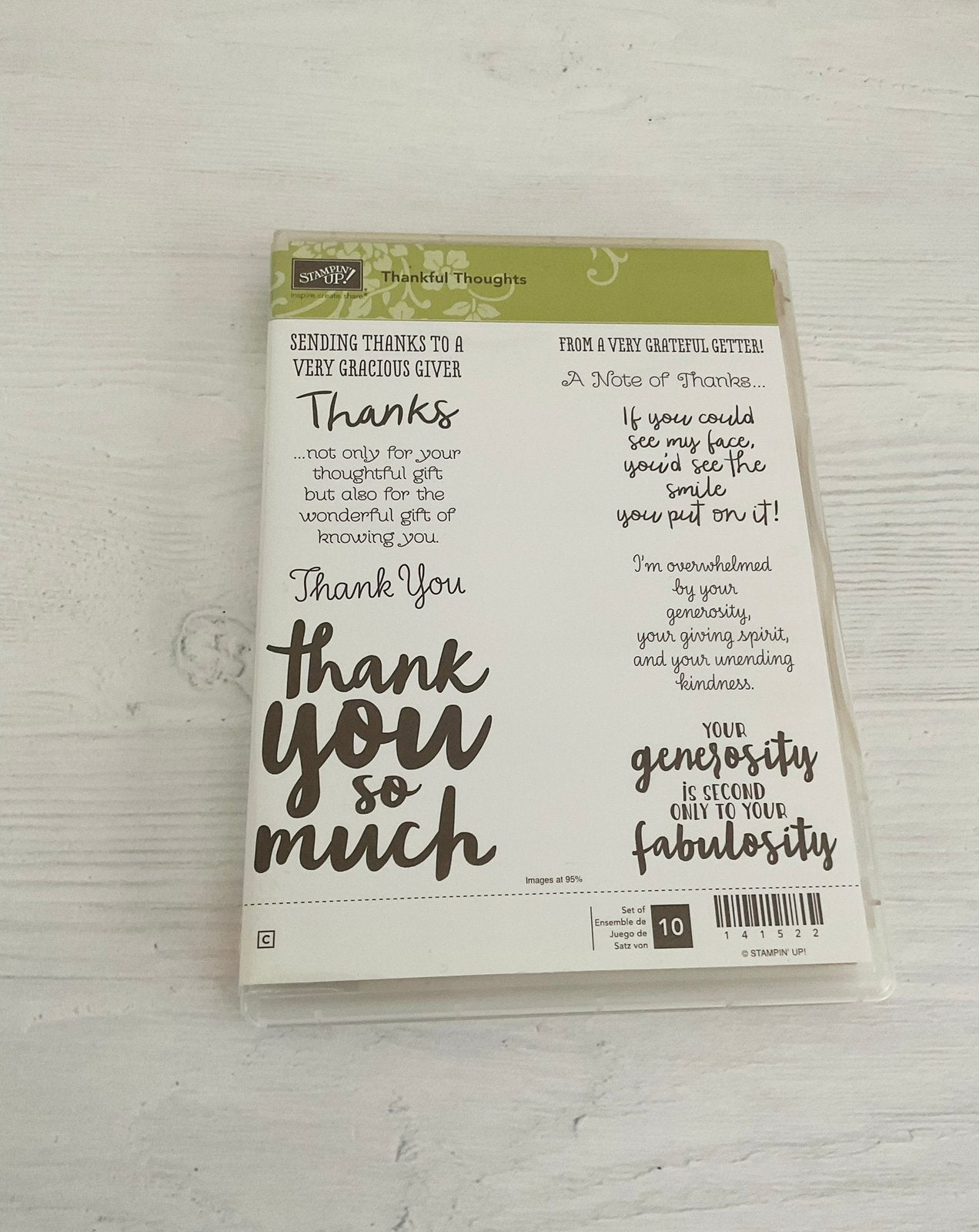 𝚃𝙷𝙰𝙽𝙺𝙵𝚄𝙻 𝚃𝙷𝙾𝚄𝙶𝙷𝚃𝚂 stempelset Stampin’Up!, Hobby en Vrije tijd, Stempelen, Ophalen of Verzenden, Zo goed als nieuw