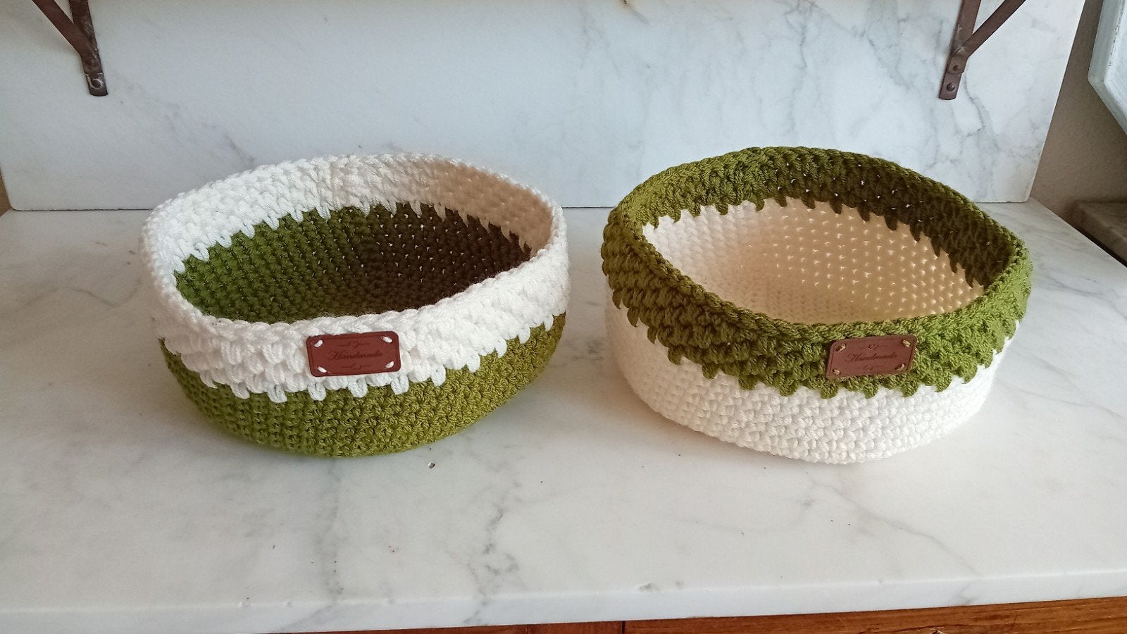 2 gehaakte mandjes, Overige materialen, Mand, Rond, Nieuw