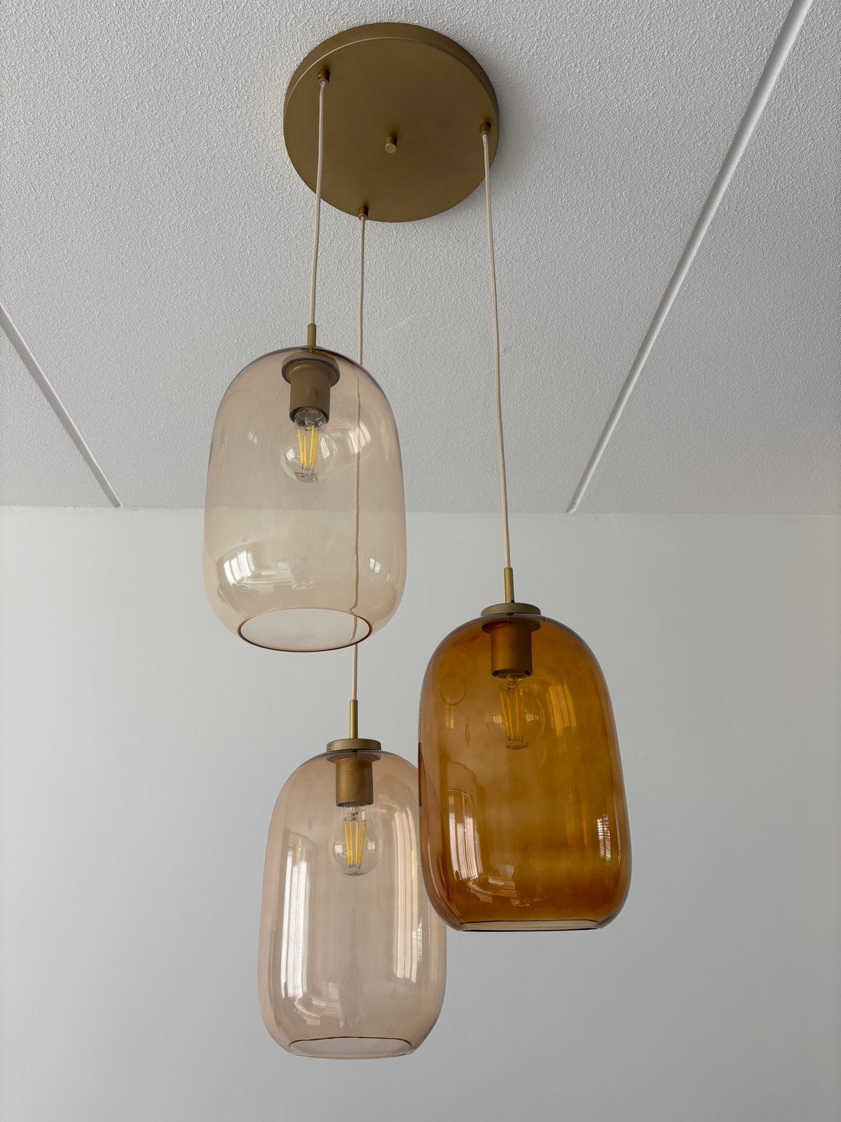 Hanglamp, Ophalen, E27 (groot), Zo goed als nieuw, Glas