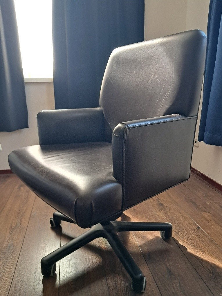 Luxe Bureaustoel Leer - Gebruikssporen, Ophalen of Verzenden, Gebruikt, Bruin, Bureaustoel