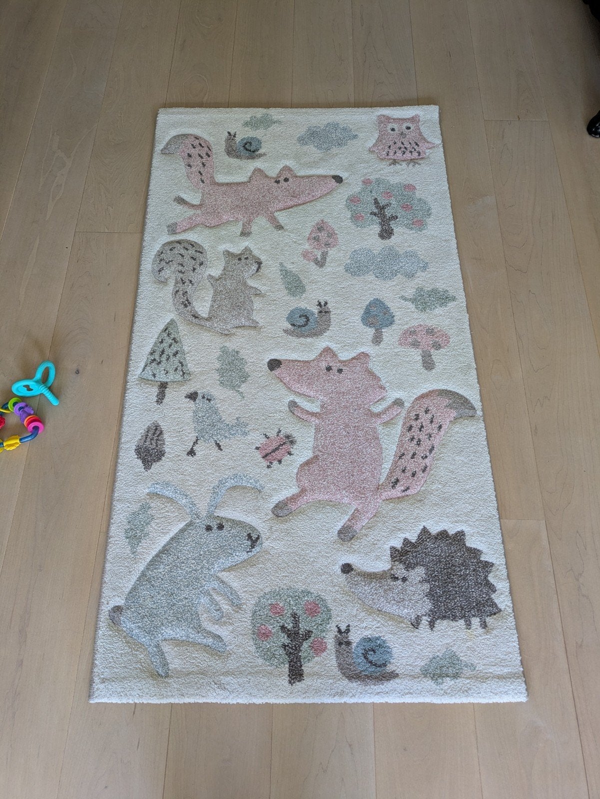 Sigikid Vloerkleed Bosdieren 80x150 cm, Ophalen, 100 tot 150 cm, Kinderkamer, Speels, Bosdieren, Groen